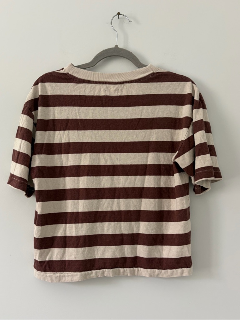 Faherty Tan Brown Stripes Hemp Organic Cotton Oversized Vintage T Shirt XS - Picture 5 of 7